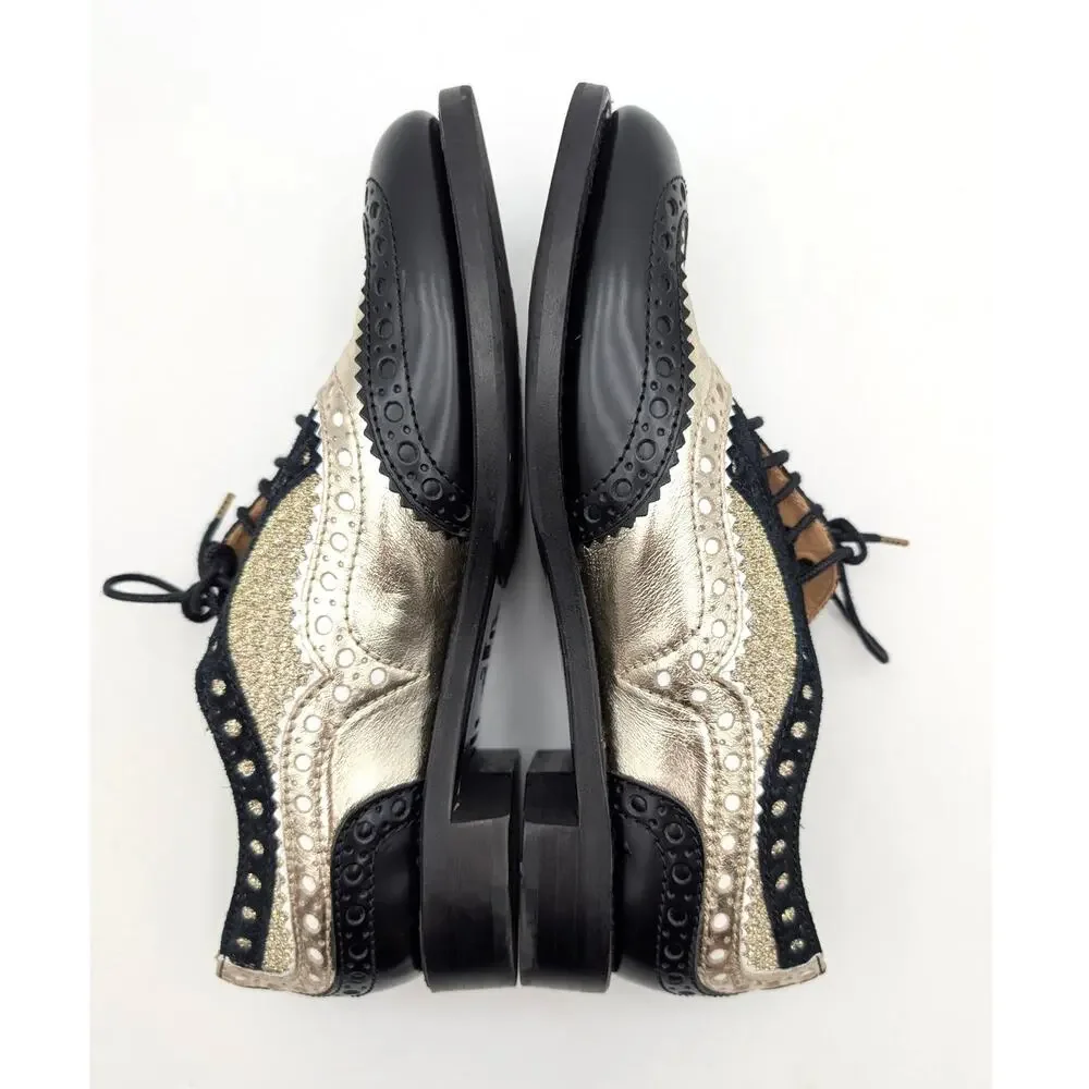 The Office Of Angela Scott Mr. Doubt Wingtip Oxford Black/Gold Size US7 EU37